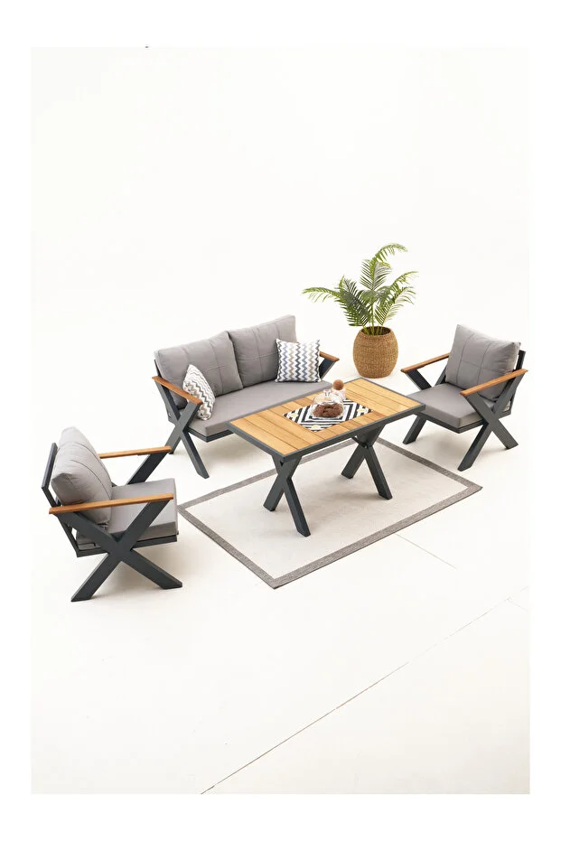 Skyline Alüminyum Bahçe Oturma Grubu (2+1+1+M)